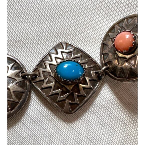 Multi Gemstone Earrings  Silver Southwestern Dangle Pierced - Picture 5 of 7